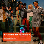 JBL PartyBox Stage 320 - Portable Party Speaker with Telescopic Handle & Wide  Sturdy Wheels  Powerful JBL Pro Sound  Futuristic lightshow  Up to 18 Hours of Play time  Splash Proof (Black)