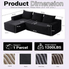 97" Cloud Sectional Couch, Modular Boneless Couch with L-Shape Chaise, Modern Sectional Sofa with Deep Seat Corduroy Corner Foam Cloud Sofas for Living Room,No Assembly Required (Black, Left Chaise)