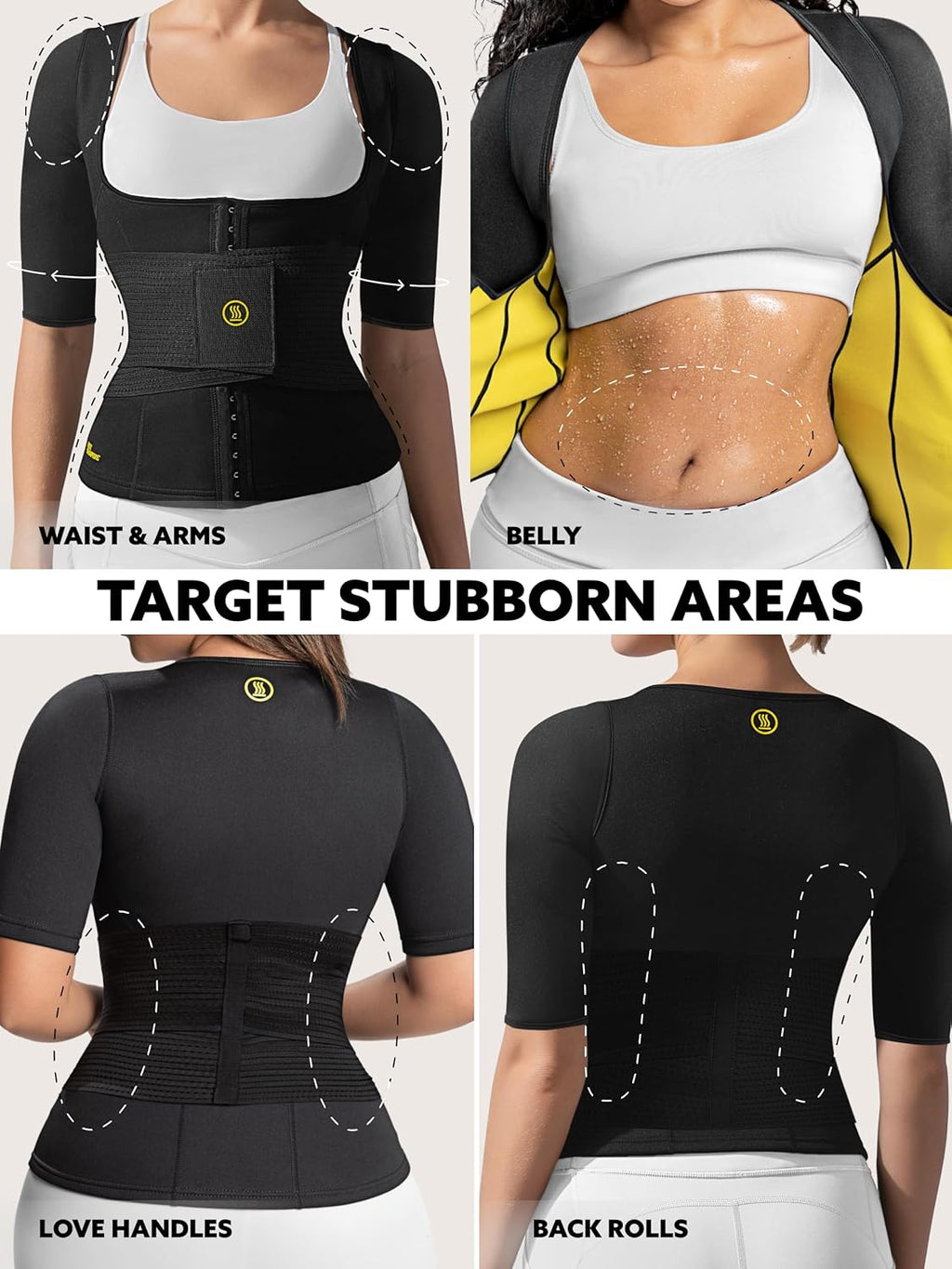 HOT SHAPERS Women’s Sleeved Body Sculpting Kit - Waist Cincher with Sleeves & Waist Trainer for Full-Body Contouring