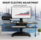 Electric Standing Desk Converter 36" Wide, Height Adjustable Desk Riser, Computer Workstation, Sit-Stand Convertor for Home, Office, School (Black, 1 Arm Included)