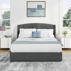 EGOHOME King Size Metal Bed Frame,Hydraulic Lift System and Modern Wingback Design,Heavy-Duty Steel Construction & 900lb Capacity,Effortless Assembly with Ratchet Wrench,No Box Spring Needed,Dark Grey