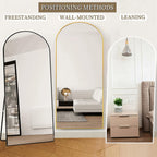 OGCAU 76"x34" Arched Full Length Mirror, Hanging Leaning or Standing Full Body Mirror, Wall Mounted Mirror with Aluminum Frame for Living Room, Bedroom or Cloakroom (Gold)