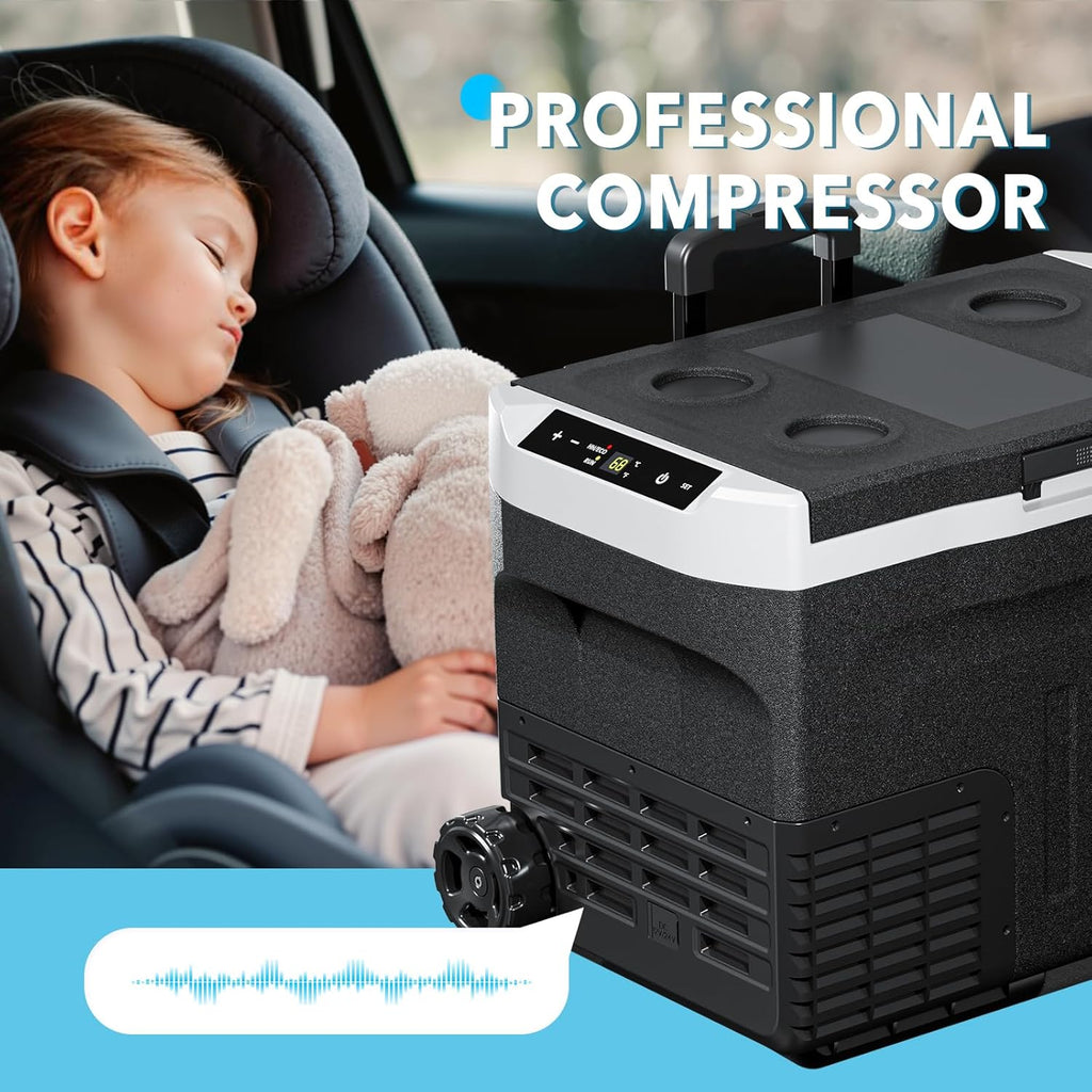 12 Volt Refrigerator, 32QT(30L) Compressor Electric Cooler, Car Fridge -4℉~68℉, Portable Refrigerator 12V/24V DC 110-240V AC, Compact Freezer for Vehicle RV Camping Truck Boat Travel, Black