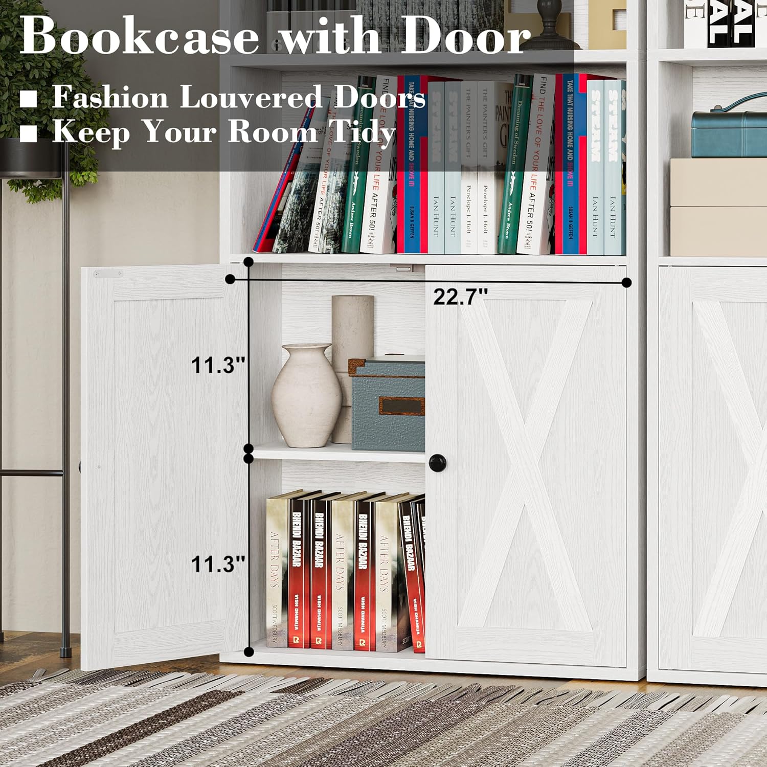 IRONCK Industrial Bookshelves and Bookcases with Doors Set of 2 Floor Standing 6 Shelf Display Storage Shelves 70 in Tall Bookcase for Home Office, Living Room