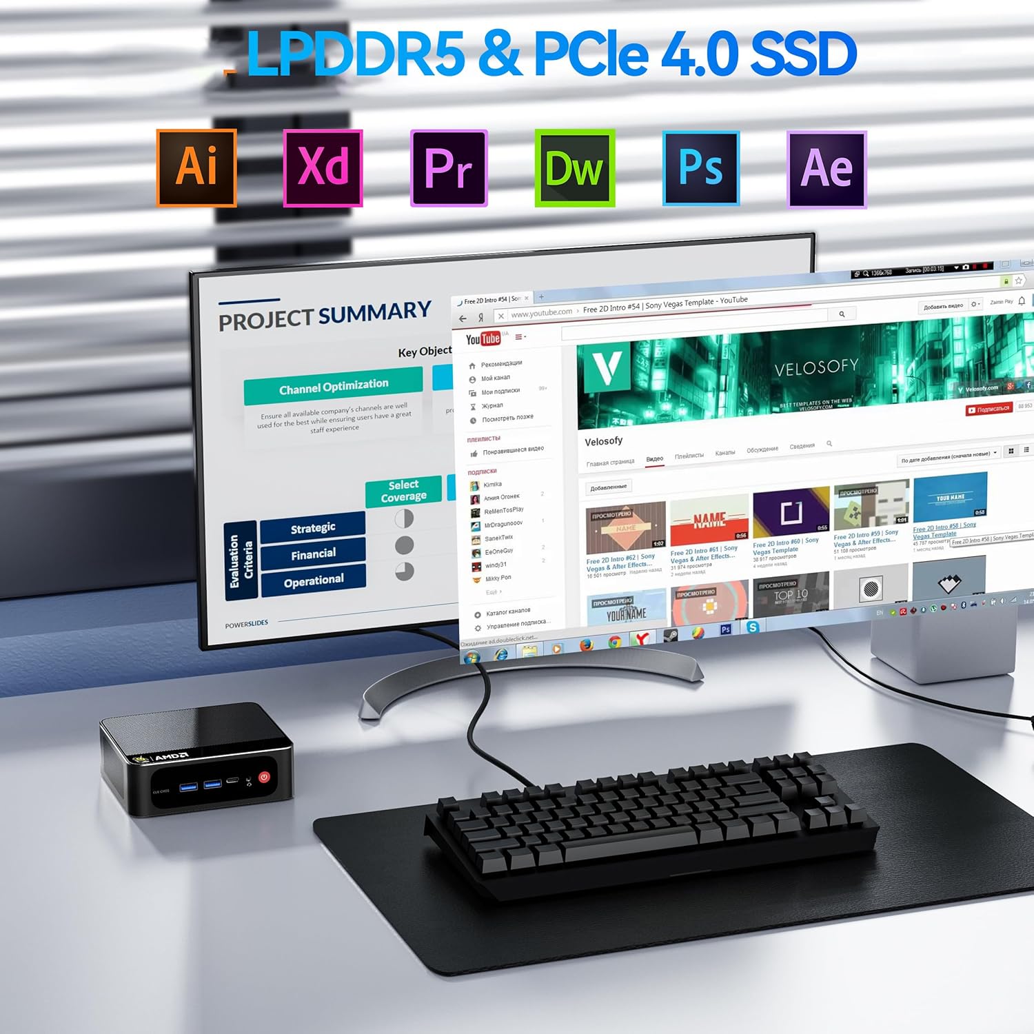 Beelink Mini PC AMD Ryzen 7 6800U Up to 4.7GHz 8C/16T  24GB LPDDR5 RAM 500GB M.2 SSD  SER5 MAX Mini Computer Support 2.5GLAN/4K Triple Screen Display(HDMI+DP+Type-C)/WiFi6/BT5.4/Home/Office