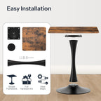 HOOBRO Dining Table, Square Dining Table for 2, 27.6" Dining Room Table for Small Spaces, Tulip Kitchen Table, Anti-Slip Heavy Base, Easy to Assemble, for Living Room, Kitchen, Rustic Brown BF18CZ01