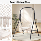 SUNCREAT Indoor Hammock Swing Chair with Stand, Hanging Chair Outdoor with Stand, 400 lbs Capacity, Beige