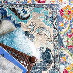 SAFAVIEH Monaco Collection Area Rug - 12' Square, Navy & Light Blue, Non-Shedding & Easy to Clean, Distressed Medallion Design, Ideal for Living Room, Bedroom, Dining Space (MNC243N)