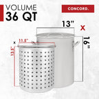 CONCORD 36 QT Stainless Steel Stock Pot w/Basket. Heavy Kettle. Cookware for Boiling (36)