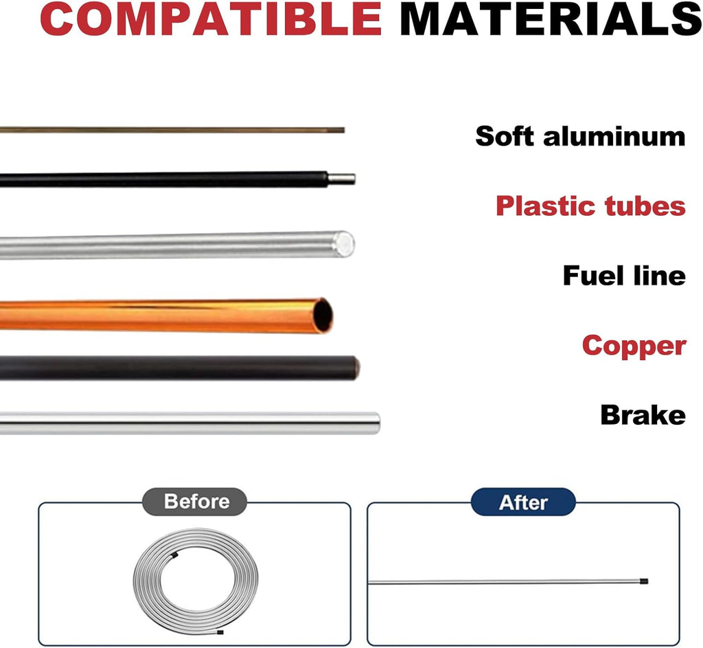 Tubing Straightener Tool for 3/16" to 1.0" Diameters - Universal Brake Line Straightener Compatible with Fuel Lines, Soft Aluminum, Copper Tubing Includes PEX Straightener & Pipe Straightener