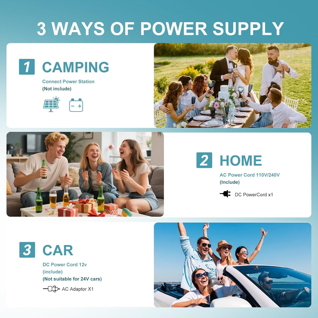 ICEROVER 12V Portable Car Refrigerator Cooler/Warmer 8 Quart (9L) Car Fridge 40~140℉,12 V110V-220V, Electric Compact Camping Cooler Thermoelectric 12V Small Fridge for RV,Camping (Brown)