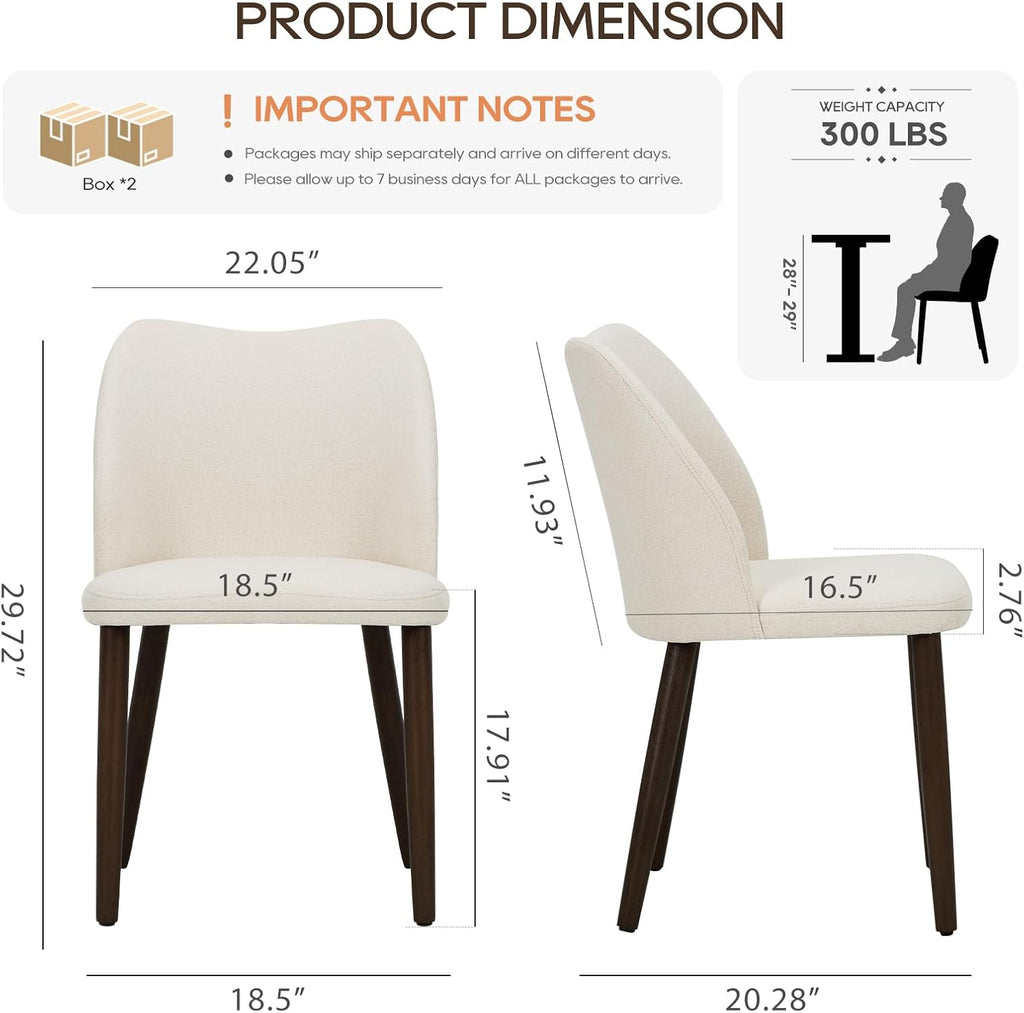 COLAMY Upholstered Dining Chairs Set of 4, Modern Fabric Dining Room Kitchen Side Chair with Padded Seat and Wood Legs for Restaurant/Cafe, Beige