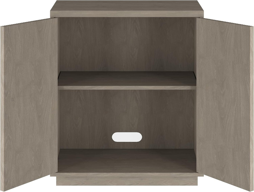 Henn&Hart 28" Fluted Wooden Accent Cabinet, Ribbed Modern Sideboard Buffet Cabinet with 2 Doors and an Adjustable Shelf for Living Room, Dining Room, Bedroom or Entryway, Weathered Gray