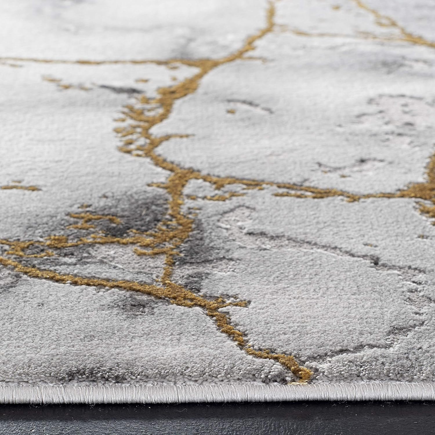 SAFAVIEH Craft Collection Area Rug - 10'6" x 14', Grey & Gold, Modern Abstract Design, Non-Shedding & Easy Care, Ideal for High Traffic Areas in Living Room, Bedroom (CFT877F)