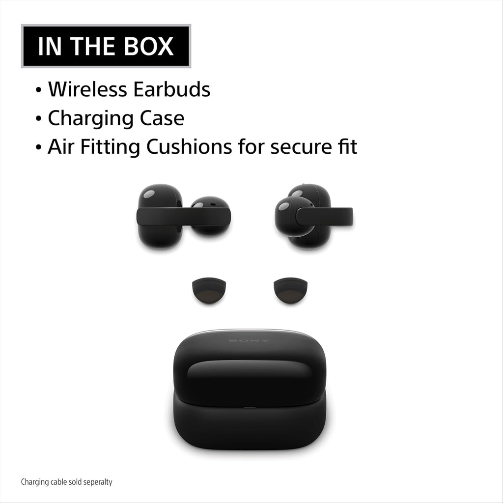 Sony LinkBuds Clip Open-Ear Truly Wireless Earbuds, Comfortable & Secure Fit, Lightweight Clip-On Design, Touch Controls, Ambient Sound Awareness, Water Resistant, Up to 37 Hrs of Playback, Black