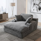 67" Oversized Chaise Lounge Chair Indoor, Soft Boneless Cloud Couch with 3 Pillows, 4 Side Pockets and 2 Cup Holders, Comfy Corduroy Sleeper Couch for Living Room Bedroom