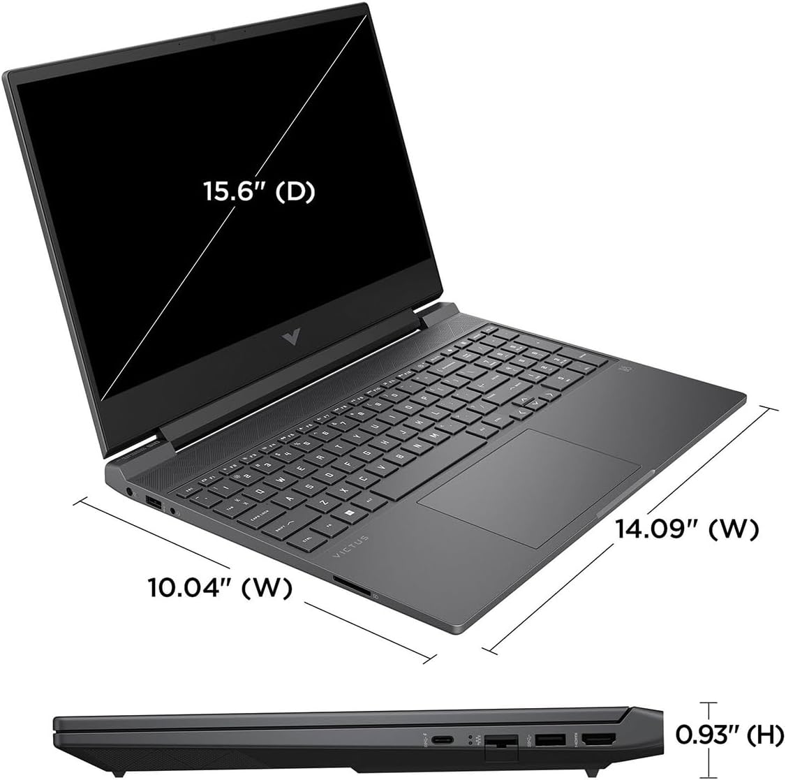 HP Victus 15 Gaming Laptop  15.6" FHD 144Hz Display  AMD Ryzen 5 7535HS  16GB DDR5 RAM  1TB PCIe M.2 SSD  NVIDIA GeForce RTX 2050  HDMI  Webcam  Backlit Keyboard  Wi-Fi 6  Windows 11 Home  Silver