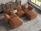 EASE MOOSE Brown Sectional Modular Sofa,Comfty U Shape Sectional FSC Certified Modern Deep Seat Couch,Brown Modular Cloud Couch,Removable and Washable