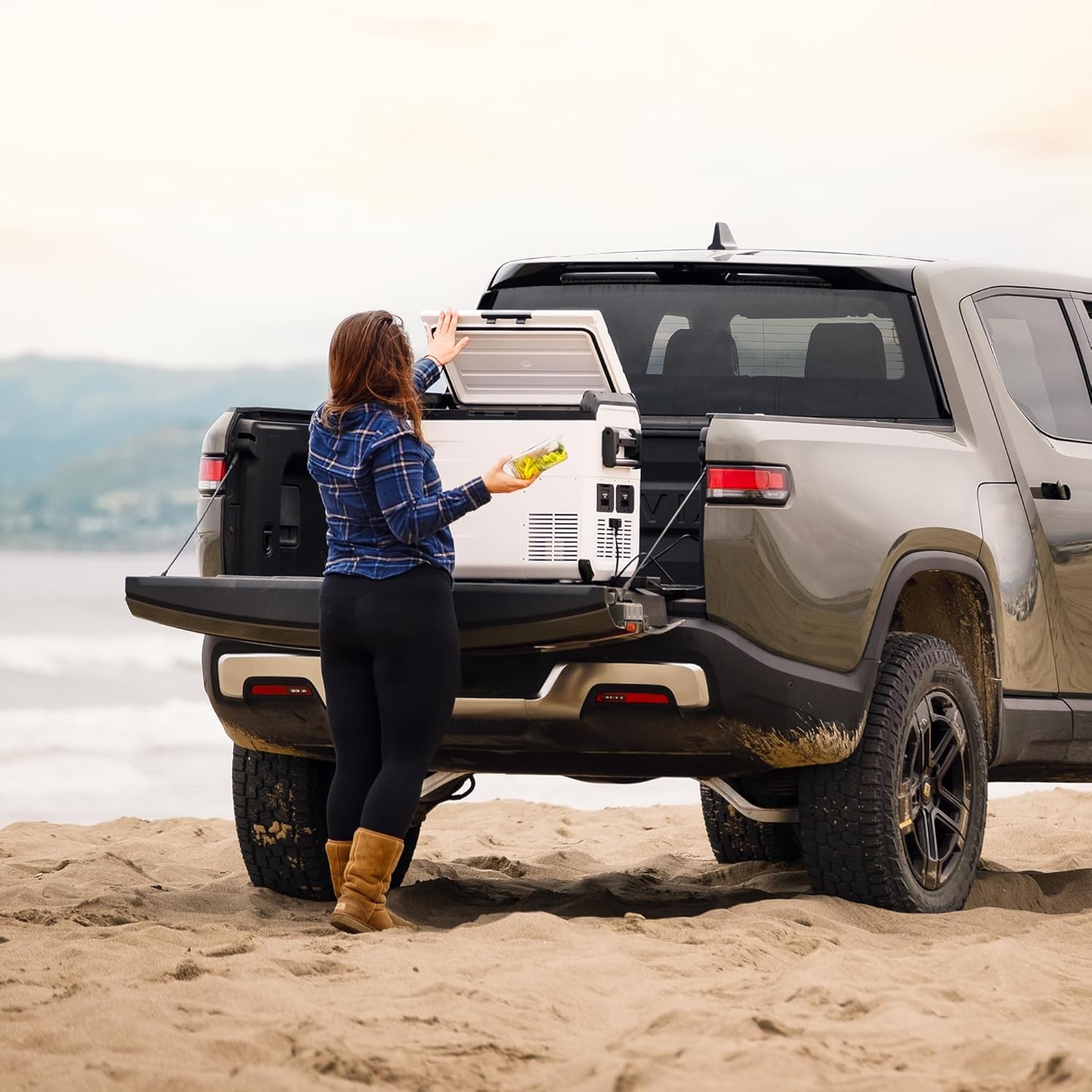 Explorer Bear Urban Series 48QT/45L 12V/24V Portable Battery Powered Electric Cooler Fridge Freezer Powered by LG Compressor (Battery Not Included)