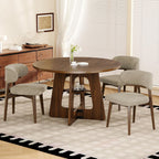 GRUSIGN Round Dining Table for 4-6, 47" Kitchen Table for Dining Room, Circle Farmhouse Kitchen Table, Wood Dinner Table for Kitchen, Living Room, Apartment