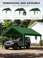 10 x 20 Ft Carport Replacement Cover, Heavy Duty Outdoor Car Tarp Canopy, Waterproof & UV Protected Tear Oxford Tarp with Ball Bungees (Frame is Not Included)