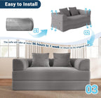 Cloud Boneless Convertible Floor Sofa Bed, 70" 4-in-1 Foldable Compressed Loveseat Lounge Sleeper 2 Seater Couches, High-Density Sponge & Corduroy Fabric Futon Daybed for Living Room Bedroom(Gray)