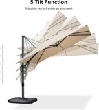 PURPLE LEAF 8.8' X 8.8' Left-right Tilt Patio Umbrella Outdoor Cantilever Swivel Square Umbrella with Tilt Aluminum Offset Umbrella with 360-degree Rotation for Garden Deck Pool Patio Beige