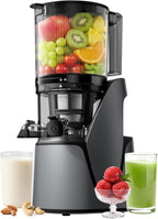 Juicer Machines, 3-in-1 Cold Press Juicer with 6.5" Extra Large Chute, 100oz Large Capacity, AC Motor, Makes Juice, Nut Milk & Sorbet, Premium Gray