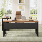 Tribesigns 63" Executive with Drawer Cabinet, L Shaped Desk and Lock lateral File Cabinet, 2 Piece Home Office Furniture Set with Drawers for Hanging File, (Brown, 63 inches)