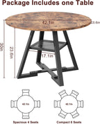 Jocoevol Round Dining Table for 4,Kitchen Dining Room Circle Dinner Pedestal Table,Space Saving Wood Kitchen & Dining Room Furniture (Vintage, 42In)
