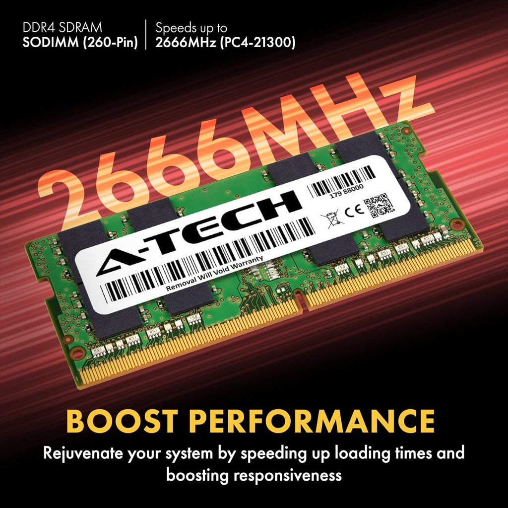 A-Tech 16GB DDR4 2666MHz PC4-21300 (PC4-2666V) CL19 SODIMM 1.2V 260-Pin Non-ECC SO-DIMM Laptop Notebook RAM Memory Module