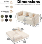 Tbfit 79'' Convertible Sofa Bed, Oversized Corduroy Folding Boneless Couch, Futon Mattress Sleeper Sofa, Comfy Foldable Upholstered Floor Couches for Living Room, Beige
