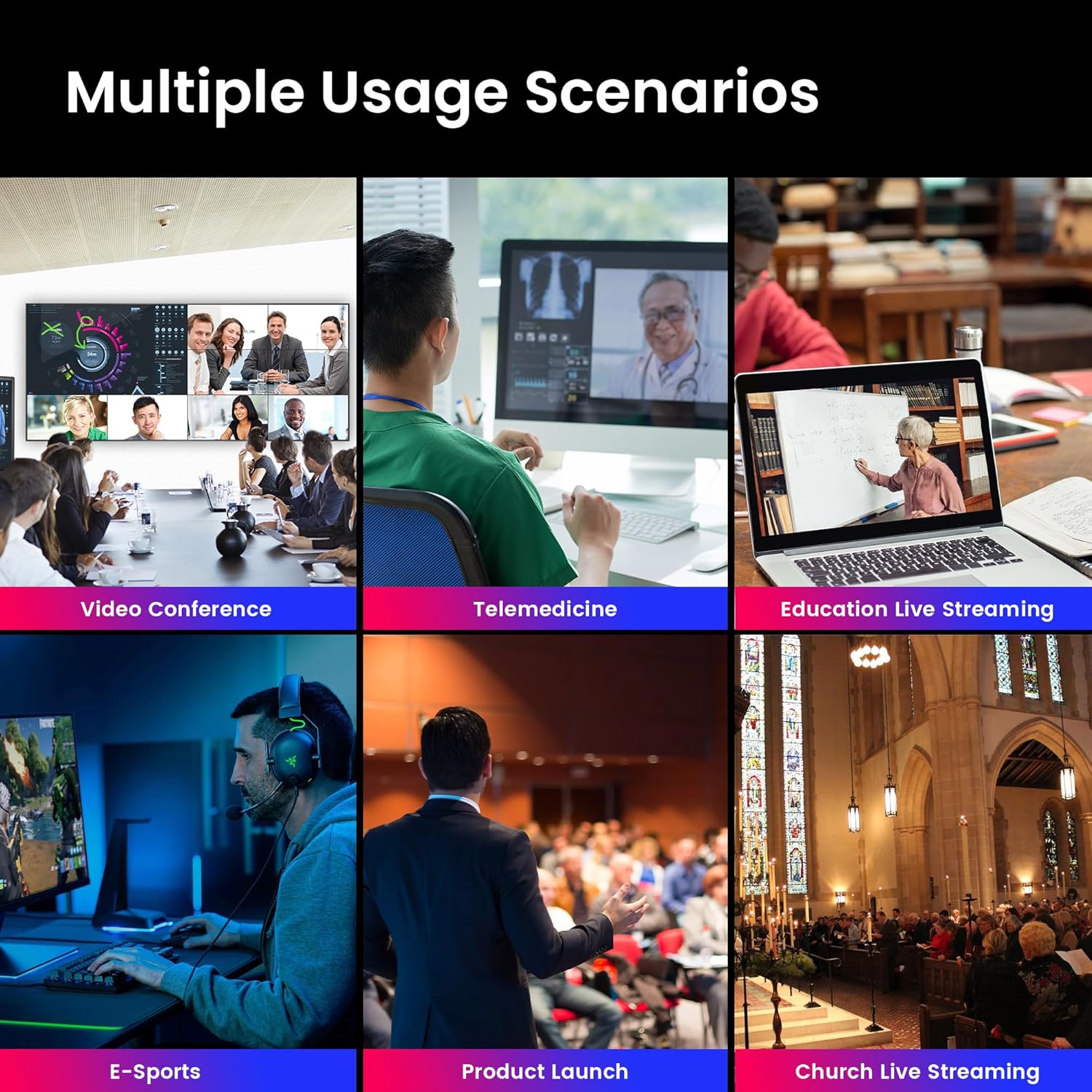 4K UHD PTZ Camera AI-Auto Tracking, 20X Optical Zoom, USB3.0/HDMI/LAN PoE, IP Live Streaming, PTZ Conference Room Camera for Church Services Education Conference Events, Work with YouTube OBS