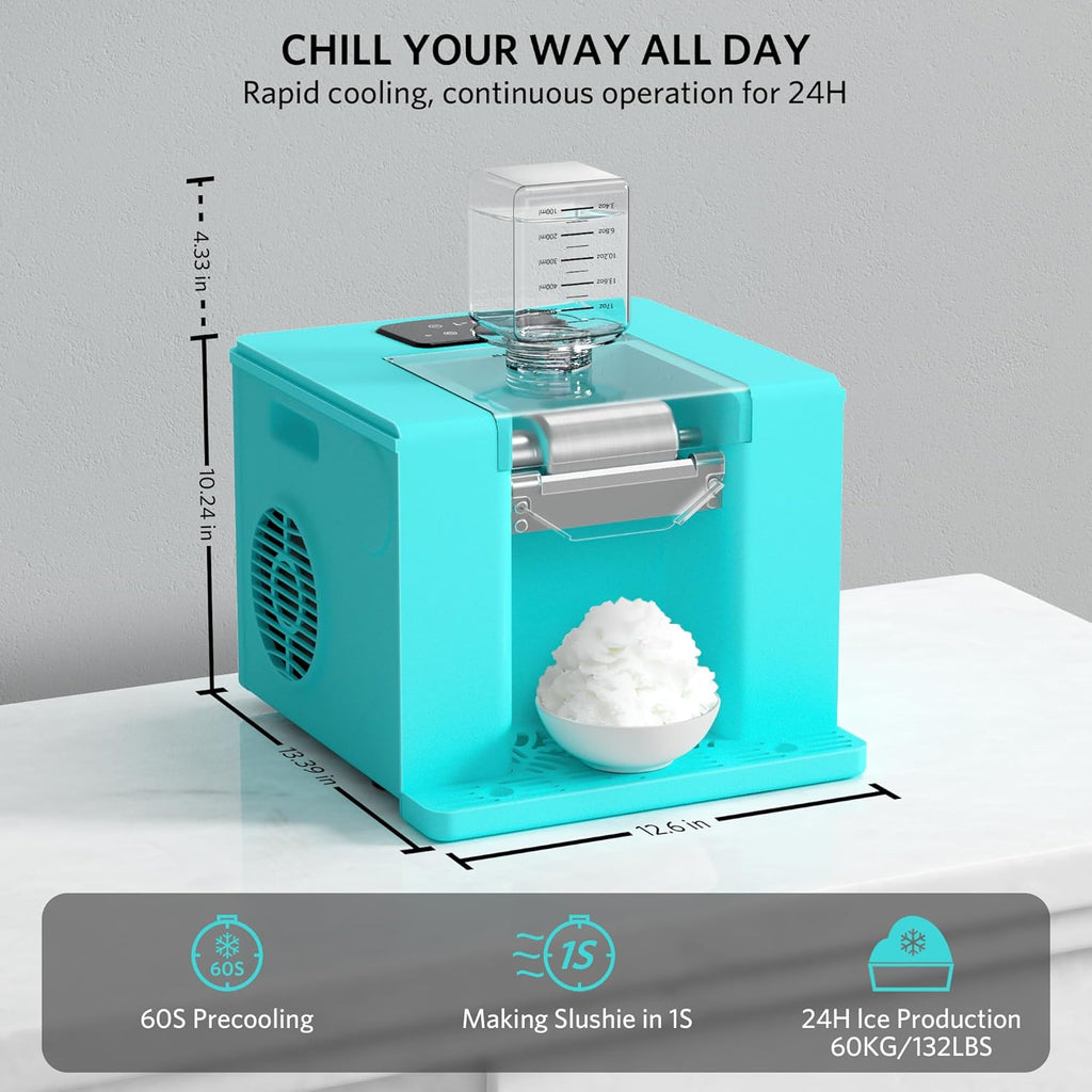Shaved Ice & Slushie Machine No Ice Needed, Sugar Free Slushy Machine, 60S Making Shaved Ice, Slushie, Margaritas, Auto Clean, LED Display, 280W Frozen Drink Maker for Home, Party, Outdoor Use