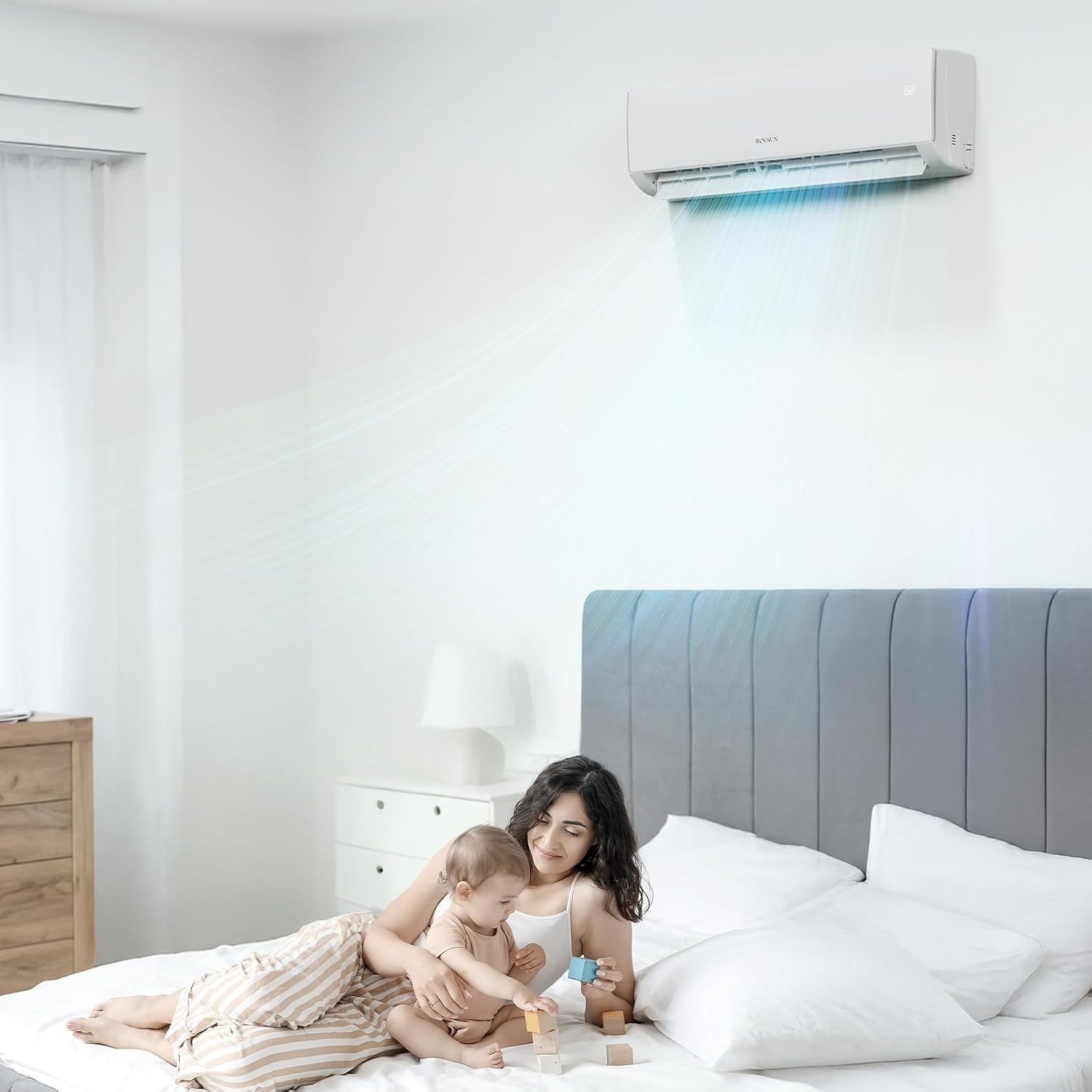 ROVSUN 11500 BTU Wifi Enabled Mini Split Air Conditioner & Heater, 17 SEER2 115V Inverter Ductless Wall AC Unit with Pre-Charged Condenser, Heat Pump & Installation Kit