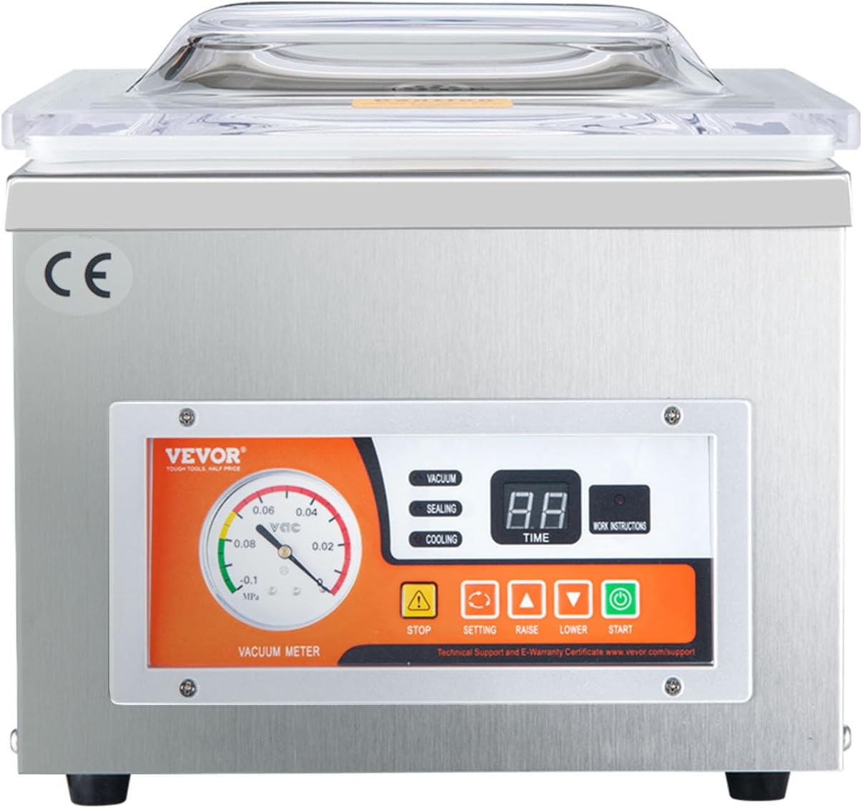 VEVOR Chamber Vacuum Sealer, 260W Sealing Power, Vacuum Packing Machine for Wet Foods, Meats, Marinades and More, Compact Size with 10.2 in Sealing Length, Applied in Home Kitchen and Commercial Use