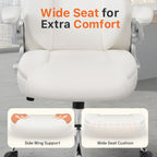 NEO CHAIR Office Desk Gaming Computer Home Chair Ergonomic Executive High Back Support Flip-up Arms Adjustable Height Swivel Rolling Wheels Comfy PU Leather (White)
