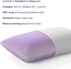 Purple Harmony Pillow – Talalay Latex Foam Cooling Pillow for Combo or Side Sleepers, 360º Hex GelFlex Grid for No-Pressure Support and Luxurious Weightless Feel - Standard, Medium Feel, Med Height