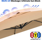 HOMSHADE 10x10 FT Cantilever Patio Umbrella Outdoor with Base- Large Offset Heavy-Duty Aluminum Umbrella with 360° Rotation, 6 Tilts, Windproof, 3-Year Fade Resistance for Pool Deck, Square, Beige