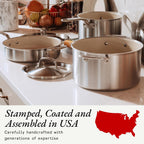 Made In Cookware | 5 Pc Ceramic Non Stick Cookware Set | 5 Ply Clad | Includes Ceramic Non Stick Frying Pan, Saucepan and Saucier with Lid | Professional Cookware