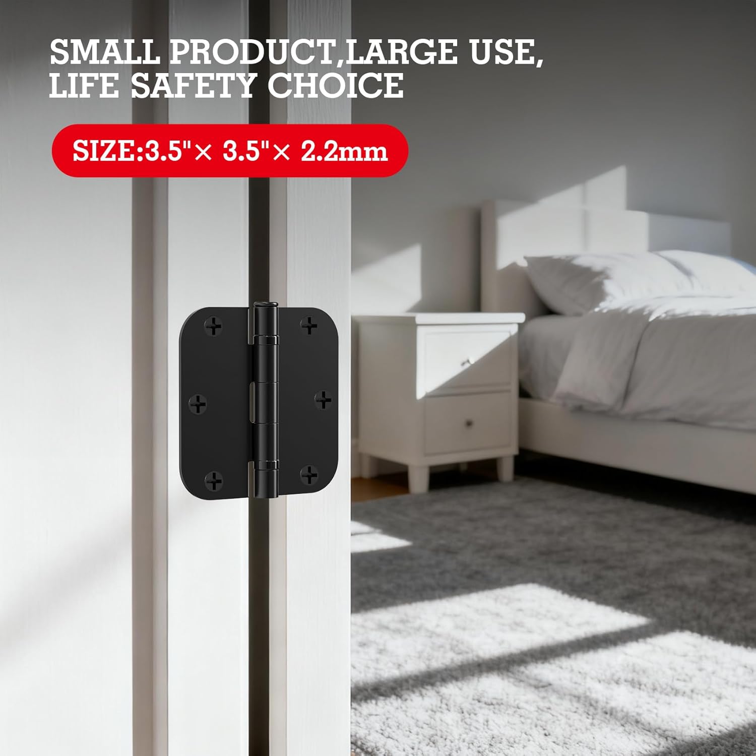 42 Pack Ball Bearing Door Hinges Matte Black 3.5 Inch 5/8"Radius Round Anti Squeak Interior 3-1/2"Flat Iron Bifold Standard Office Bedroom Indoor for Doors 3 ½" Hardware Control Home Decor Essentials