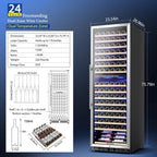 AAOBOSI Wine Cooler Refridgerator 24 Inch, 176 Bottles Dual Zone Wine Fridge with Double-Layer Tempered Glass Door and Temperature Memory Fuction,Built-in or Freestanding.