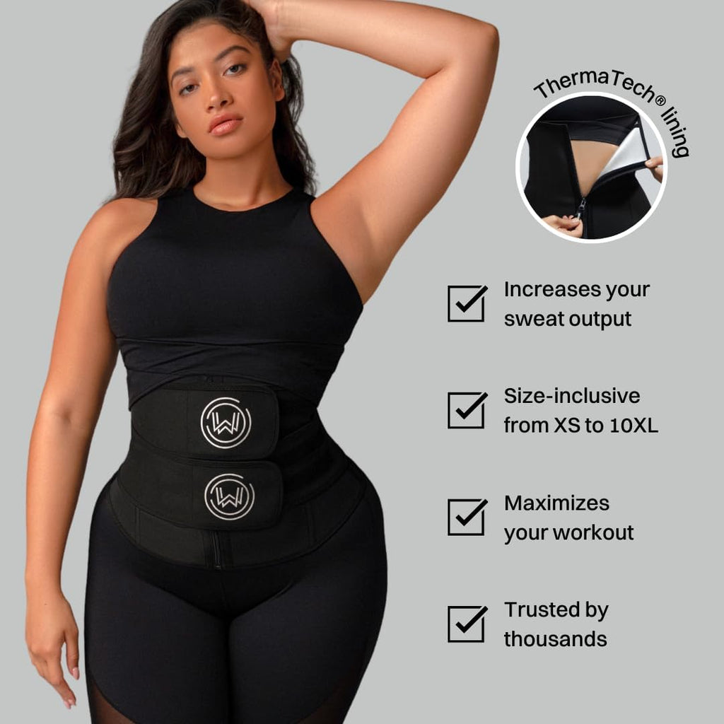 What Waist Vapor Define Band - Sweat Waist Trainer with ThermaTech Fabric - Stomach Wrap for Weight Loss, Sweat & Workouts