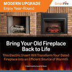 SimpliFire Electric Fireplace Insert, 32-Inch, Textured Logs, Remote Control, 1500W Heater (GI-32-ZC)