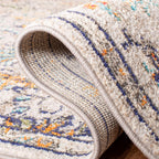 SAFAVIEH Madison Collection Area Rug - 9' x 12', Grey & Light Blue, Boho Chic Medallion Distressed Design, Non-Shedding & Easy Care, Ideal for High Traffic Areas in Living Room, Bedroom (MAD447F)