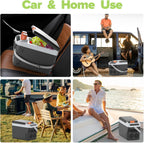 advwin 12 Volt Car Refrigerator Electric Cooler/Warmer, Plug In Car Cooler with 110V AC Home Power Cord & 12V Car Adapter, Portable Refrigerator for Camping, Travel, RV (22L, Dark Grey)