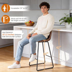 HeuGah Bar Stools, 30" Bar Height Stools Set of 4,Faux Leather Bar Stools with Back, Industrial Bar Height Barstool with Metal Legs Modern Counter Stool for Kitchen Island