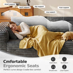 108.2" Modular Sectional Sofa with Deep Seat, Boneless L Shaped Corduroy Couch Modern Comfort, Cloud Couch Oversized for Living Room No Assembly (Right Facing Chaise,Gray)