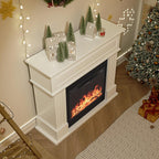 43" Electric Fireplace with Mantel, Freestanding Electric Fireplace Heater TV Stand with 23" Insert, Remote Control, Ajustable Flame and Timer, Fire Place Insert Heater for Living Room, White