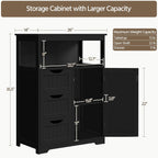 Yaheetech Bathroom Storage Cabinet Bathroom Floor Cabinet Freestanding Organizer and Storage with Door, 3 Drawers, Adjustable Shelf, 35.5 Inches Height, Black Cabinet